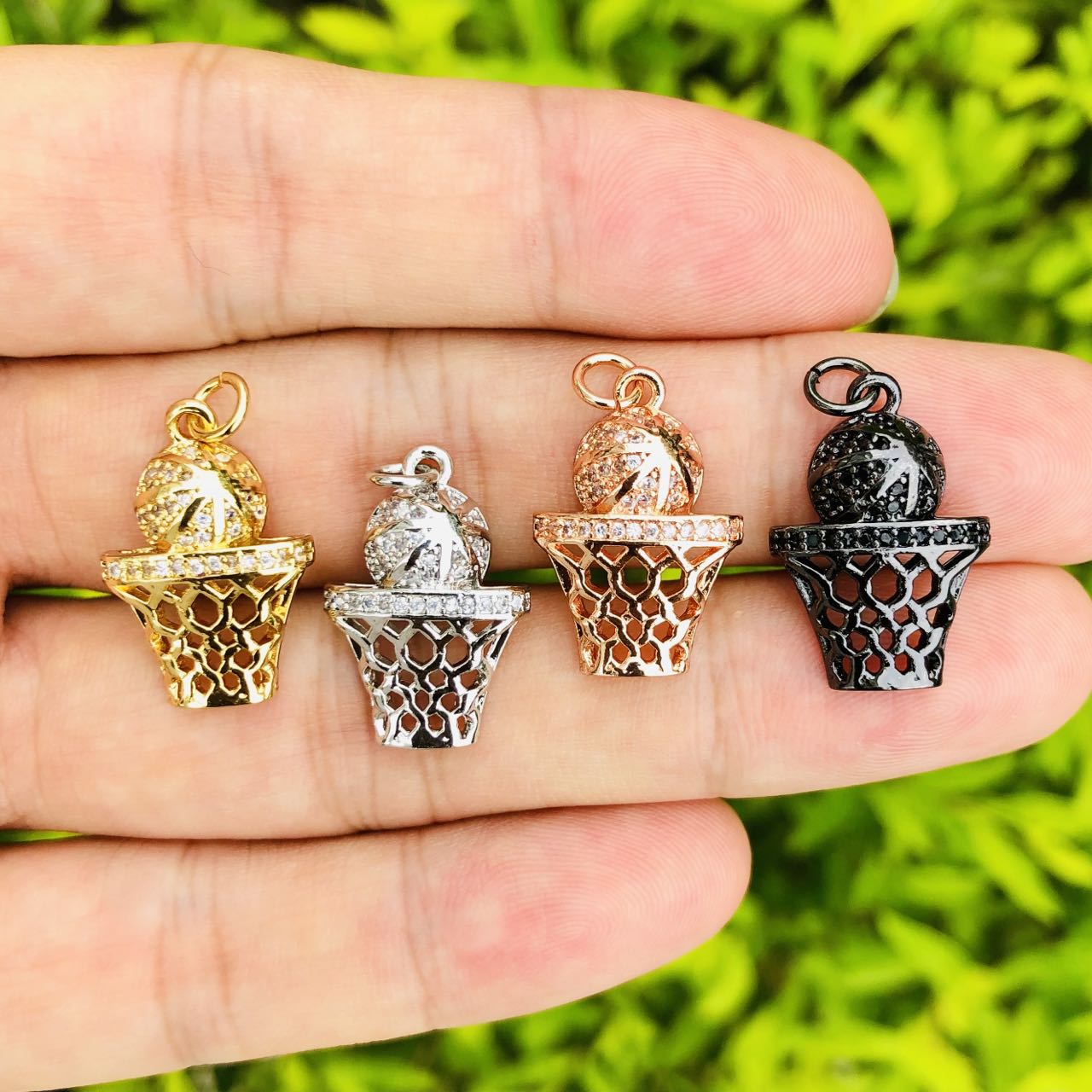 Jewelry Making Game - 5pcs Zirconia Pave Copper Basketball Game