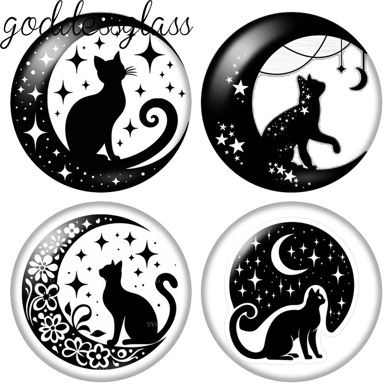Jewelry Making Drawing - Moon&Star Black Cat Cute Drawings Love
