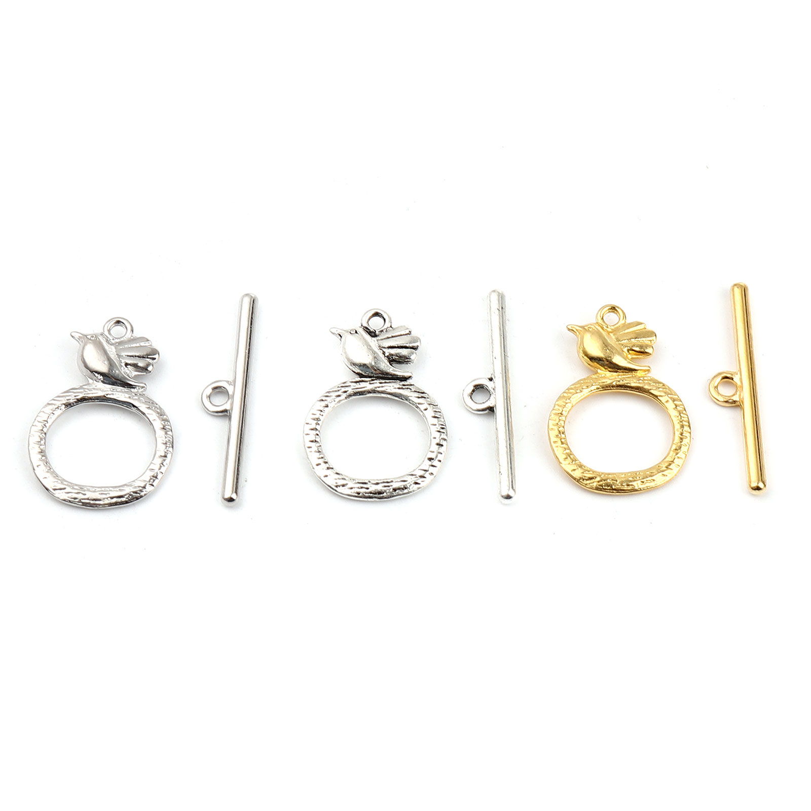 Toggle Clasp Gold - 20 Sets Zinc Based Alloy Bird