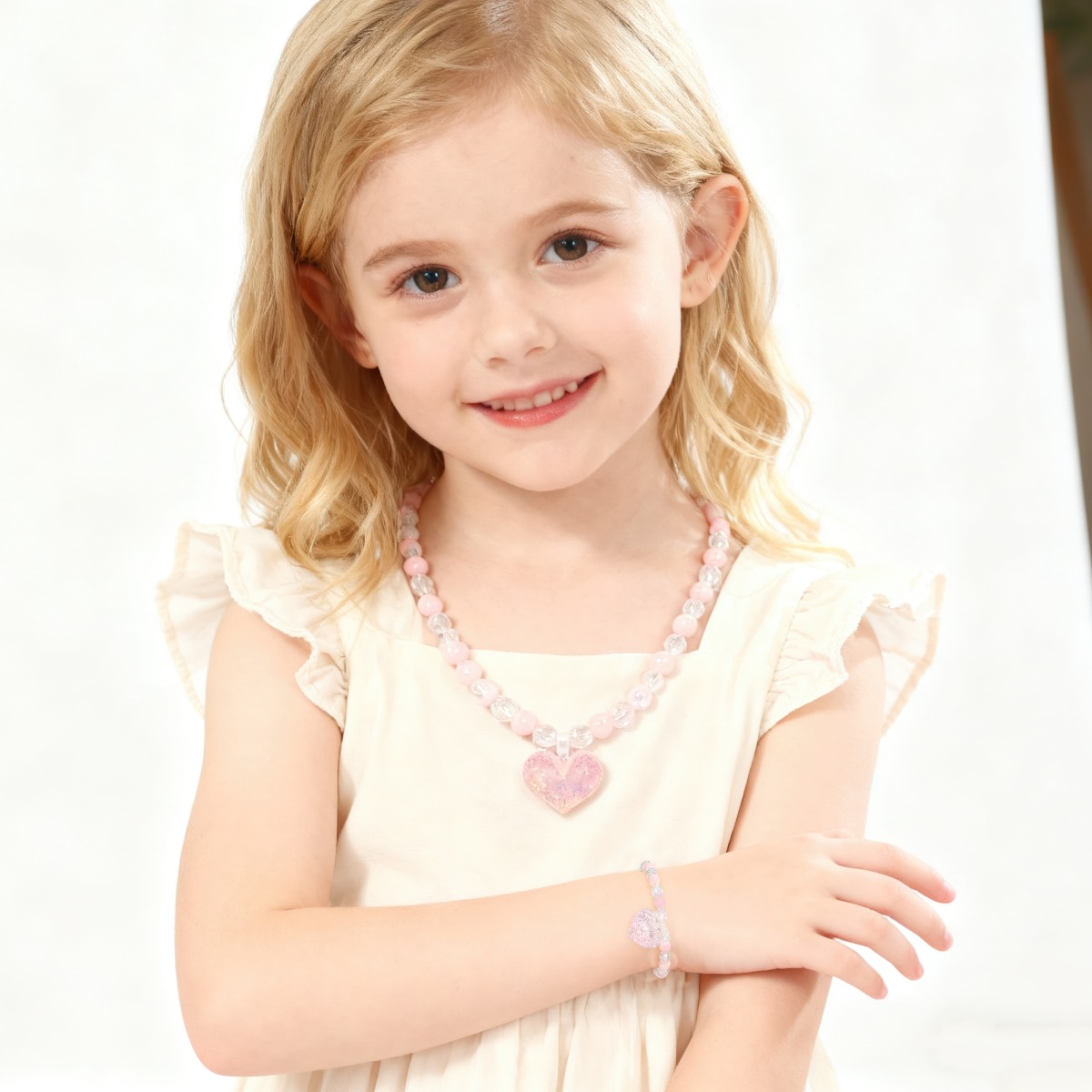 Pink Sparkle Heart Beaded Jewe - Jewelry Making Kits For Girls recension och pris