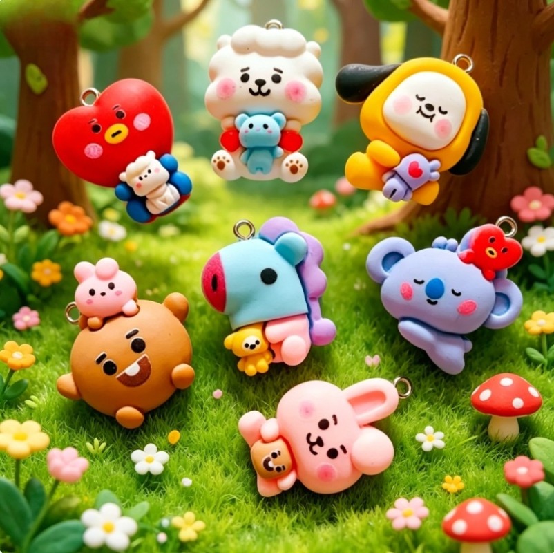 7pcs BT21 Resin Cartoon Charm  - Jewelry Making Accessories recension och pris