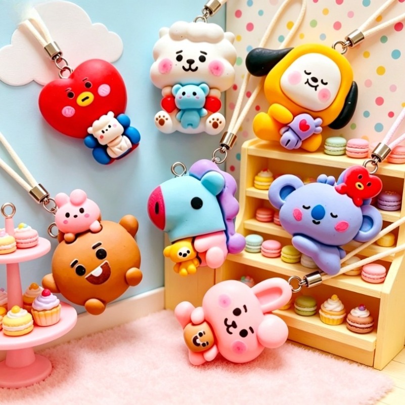 7pcs BT21 Resin Cartoon Charm  - Jewelry Making Accessories recension och pris