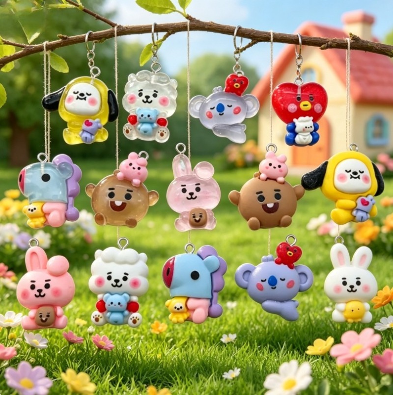 7pcs BT21 Resin Cartoon Charm  - Jewelry Making Accessories recension och pris