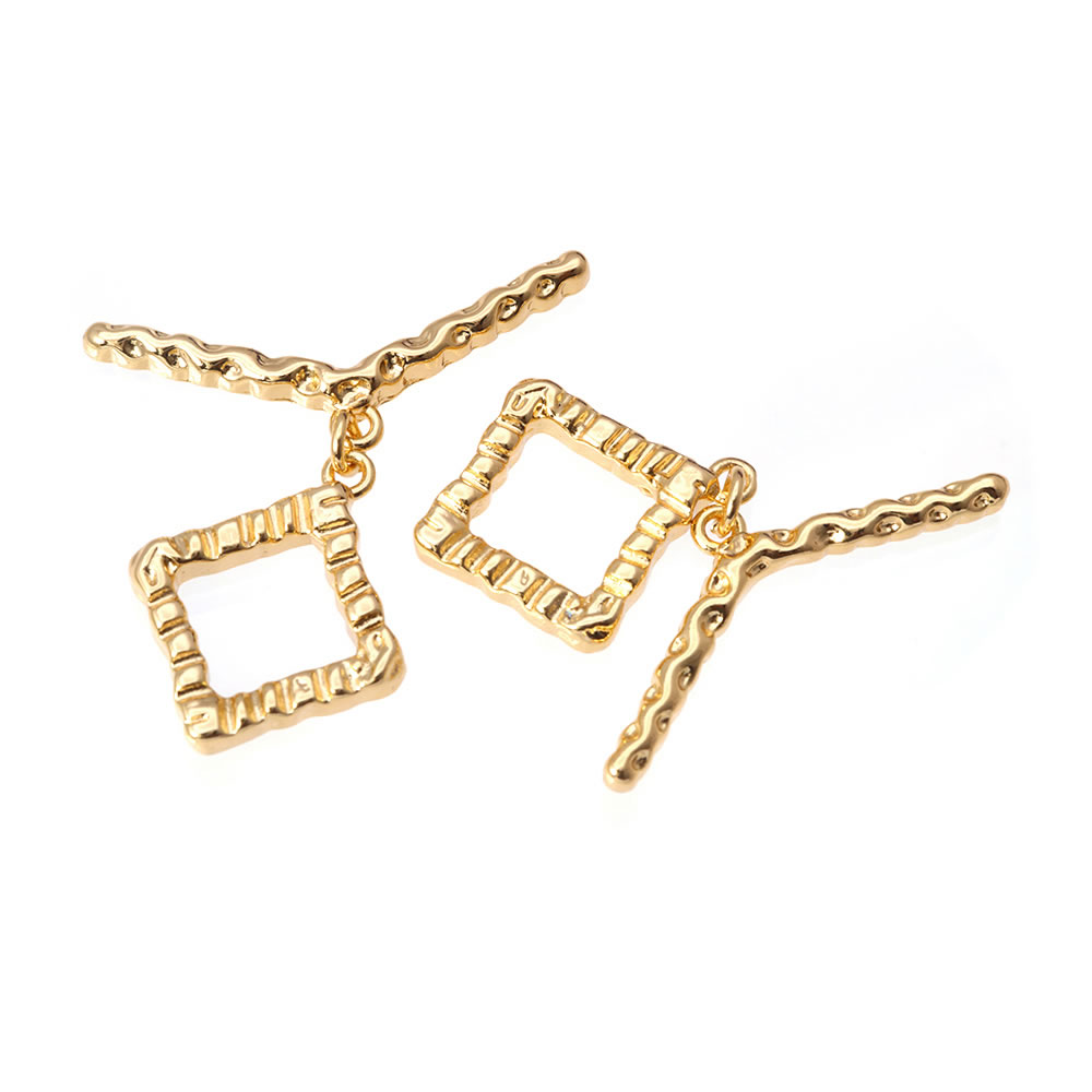 18K Gold Color Brass Square Sh - Toggle Clasp Gold recension och pris