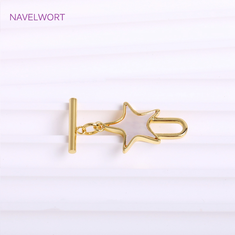 Trendy Natural Shell Pentagram - Toggle Clasp Gold recension och pris