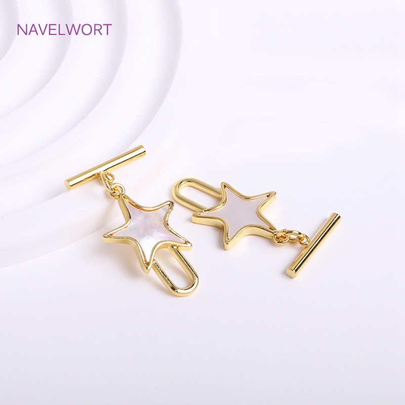 Trendy Natural Shell Pentagram - Toggle Clasp Gold recension och pris