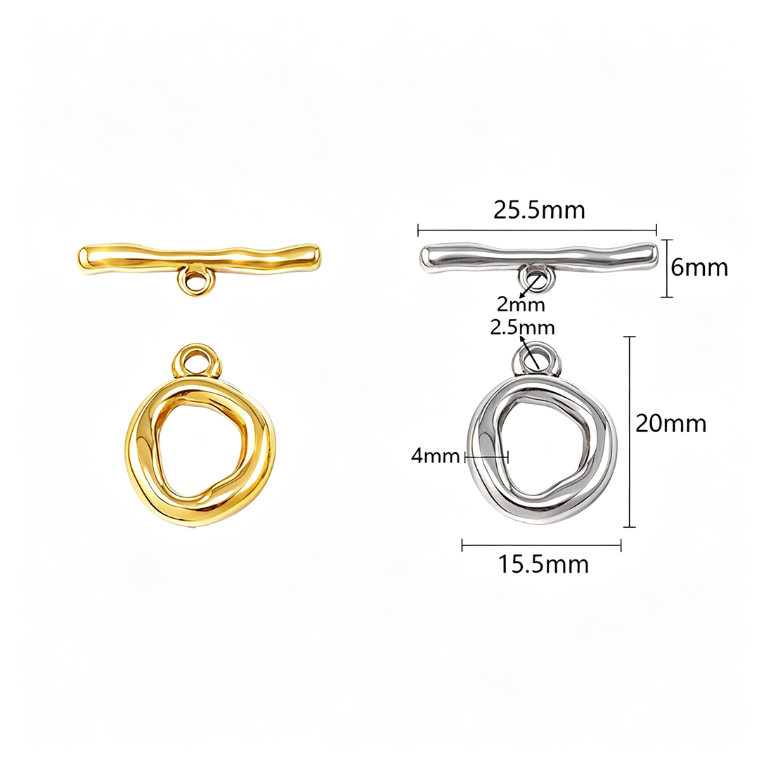 3 Sets Stainless Steel Irregul - Toggle Clasp Gold recension och pris