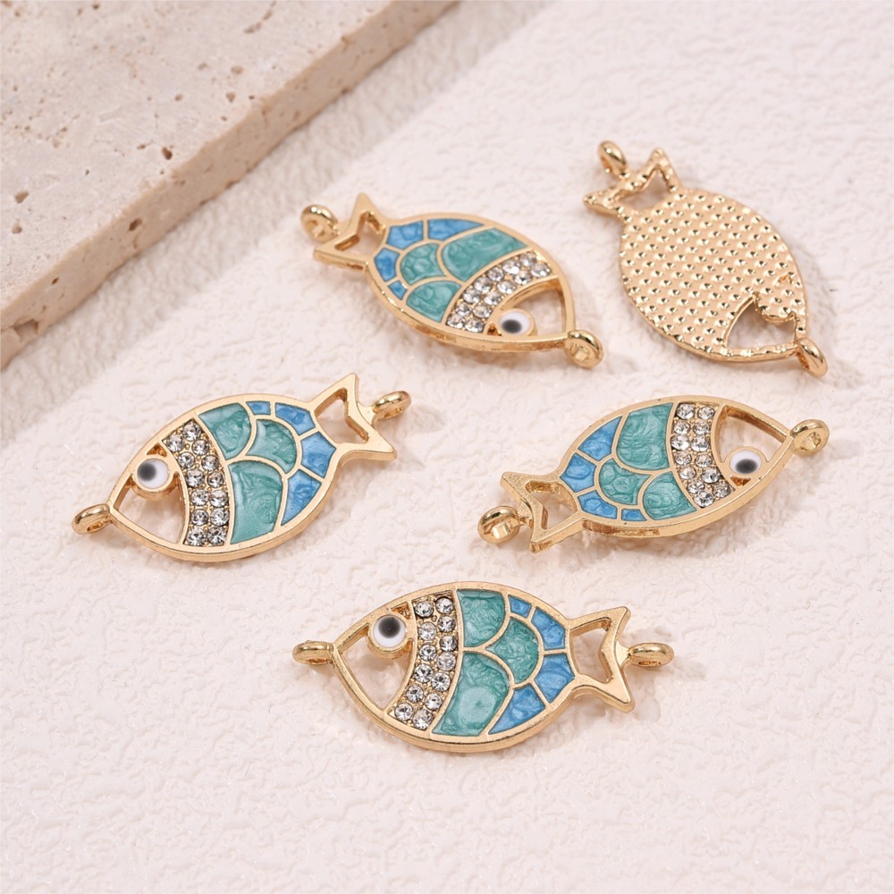5pcs Enamel Fish Charms for Je - Jewelry Making Loops recension och pris