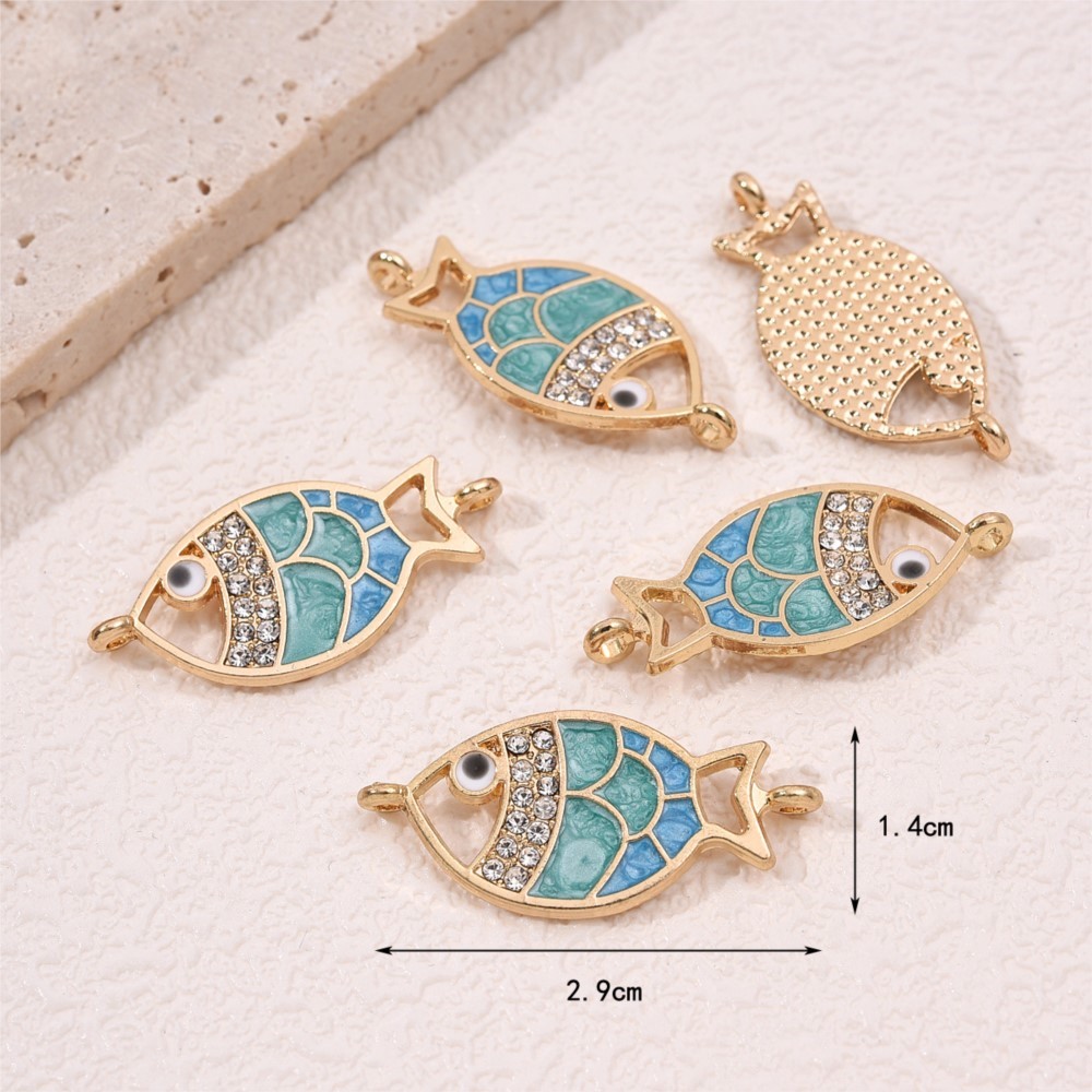5pcs Enamel Fish Charms for Je - Jewelry Making Loops recension och pris