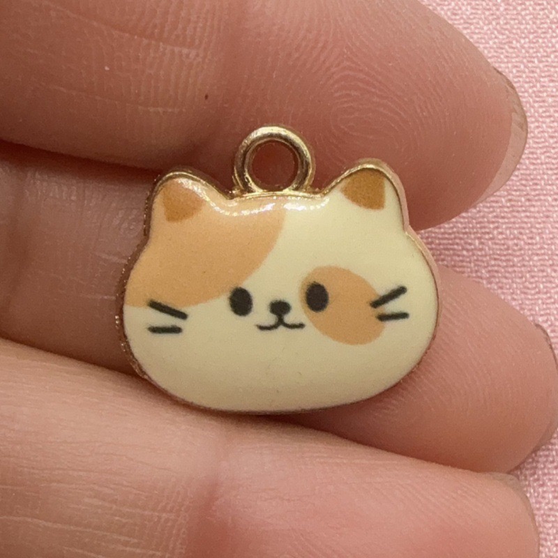 12pcs Printed Cat Head Alloy D - Jewelry Making Accessories recension och pris