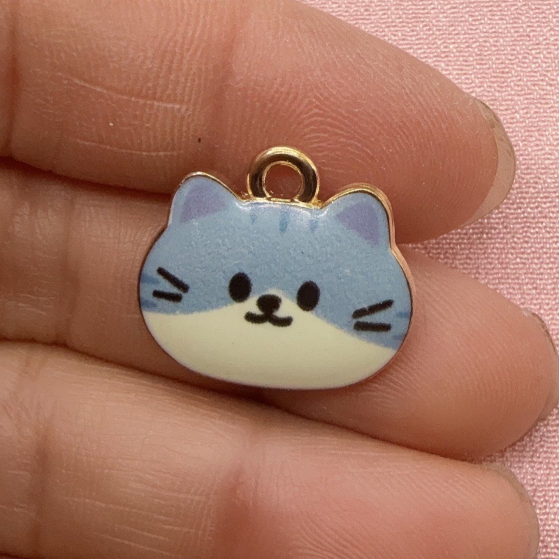 12pcs Printed Cat Head Alloy D - Jewelry Making Accessories recension och pris