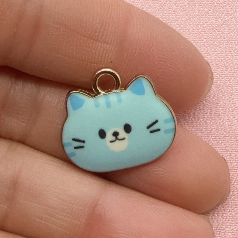 12pcs Printed Cat Head Alloy D - Jewelry Making Accessories recension och pris