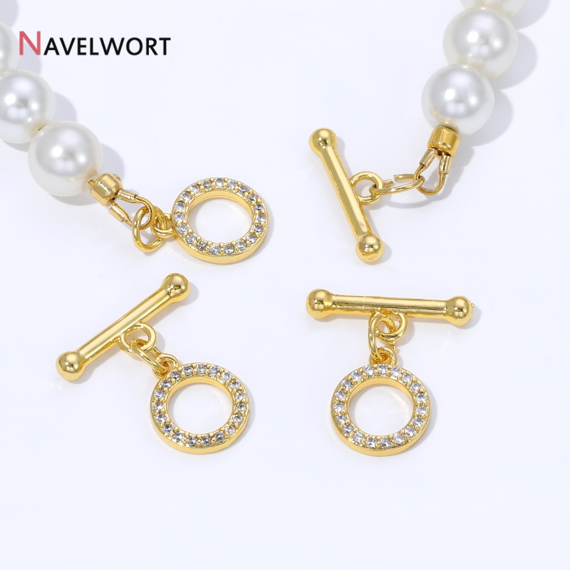 18K Gold Plated Brass Inlaid Z - Toggle Clasp Gold recension och pris